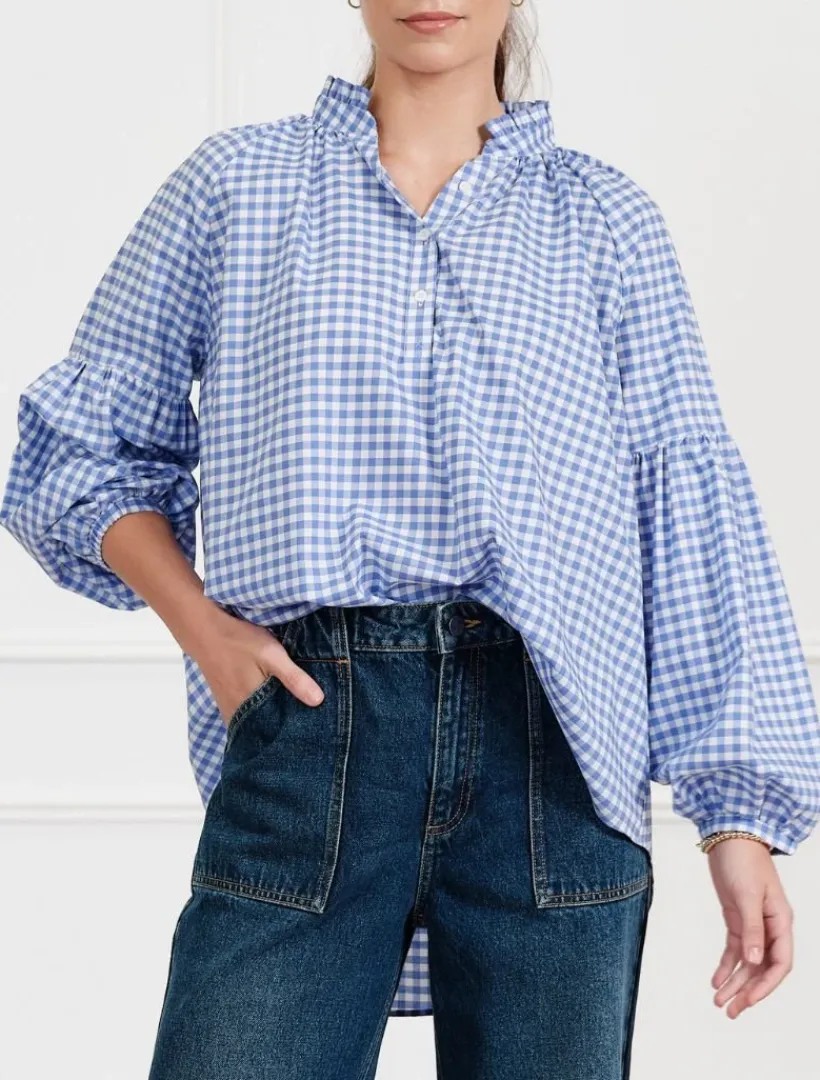 Shirts And Tops*Zjoosh Kell Shirt Gingham Blue