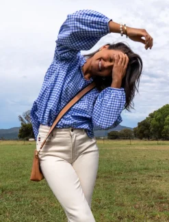 Shirts And Tops*Zjoosh Kell Shirt Gingham Blue