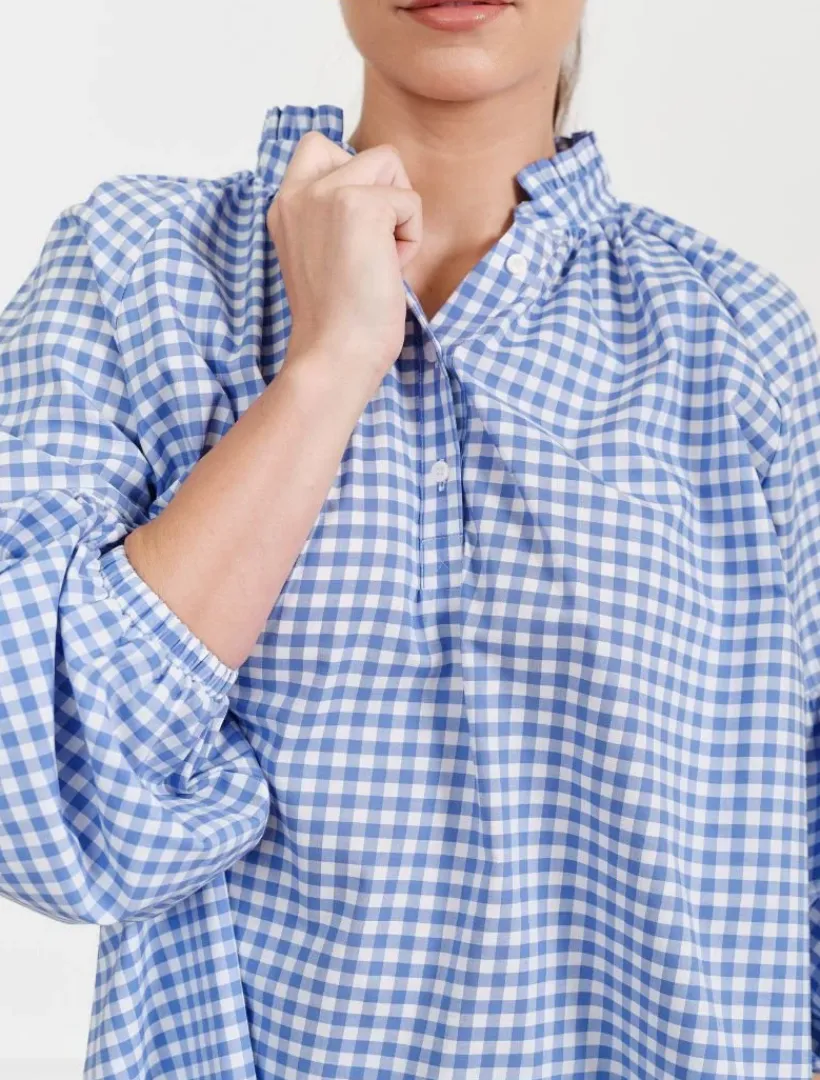Shirts And Tops*Zjoosh Kell Shirt Gingham Blue