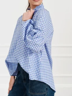 Shirts And Tops*Zjoosh Kell Shirt Gingham Blue