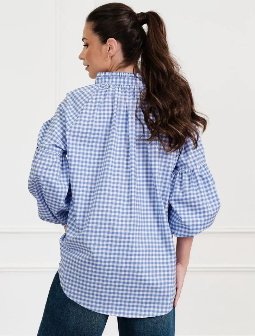 Shirts And Tops*Zjoosh Kell Shirt Gingham Blue