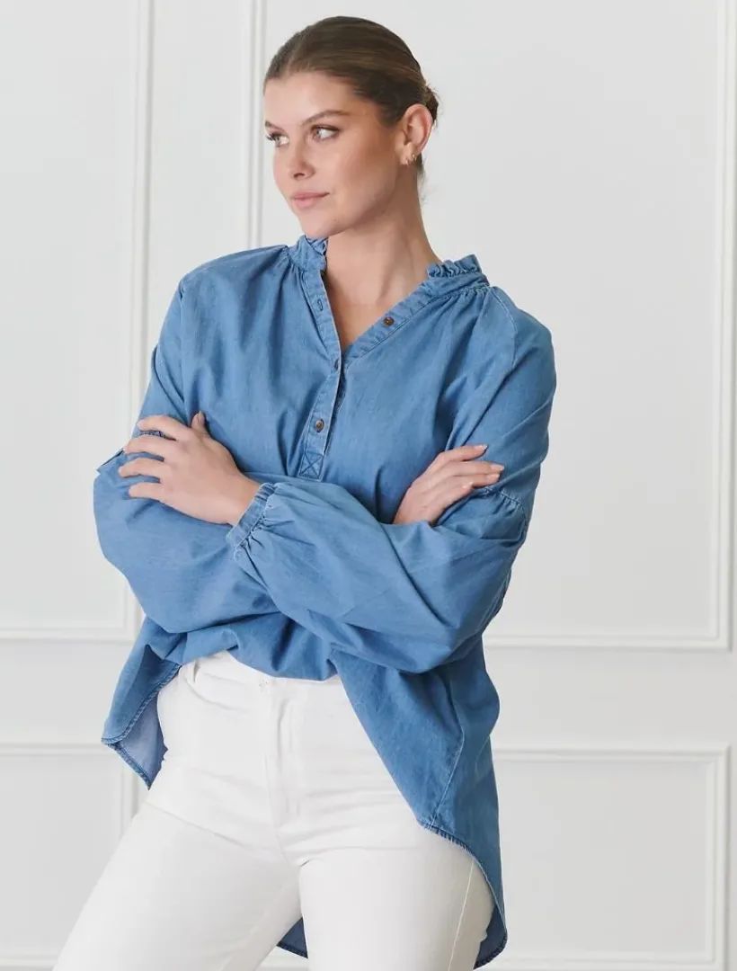 Shirts And Tops*Zjoosh Kell Shirt Summer Wash Denim