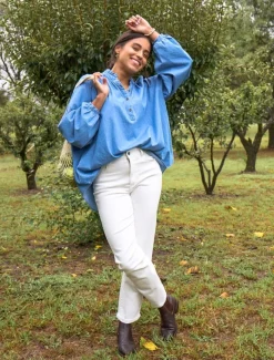 Shirts And Tops*Zjoosh Kell Shirt Summer Wash Denim
