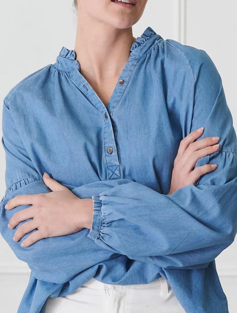 Shirts And Tops*Zjoosh Kell Shirt Summer Wash Denim