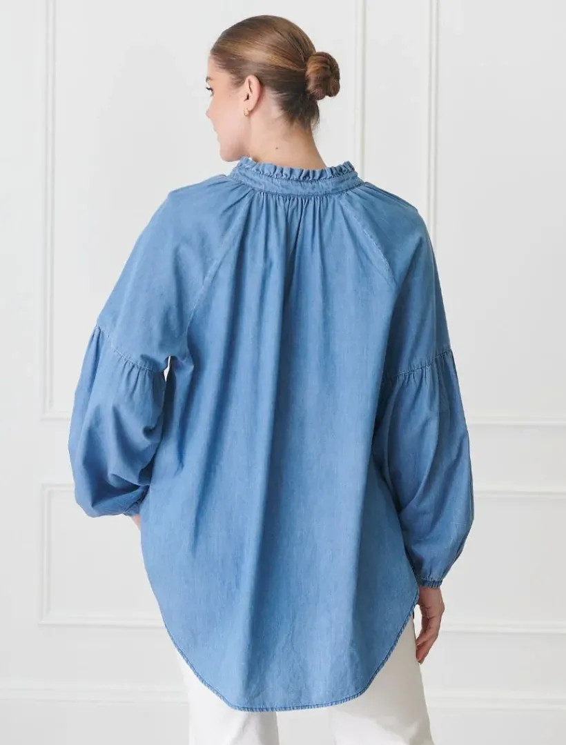 Shirts And Tops*Zjoosh Kell Shirt Summer Wash Denim