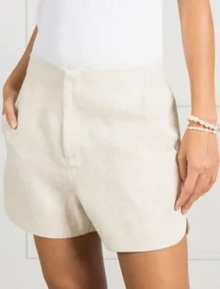 Pants|Shorts*Zjoosh Kirsty Linen Tailored Short - FINAL SALE Oatmeal