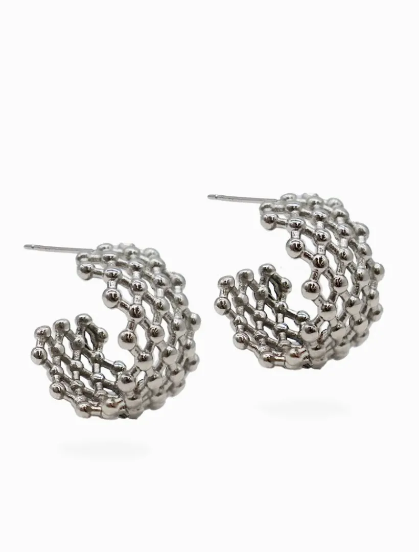 Earrings|Silver Jewellery*Zjoosh Lattice Hoops Silver