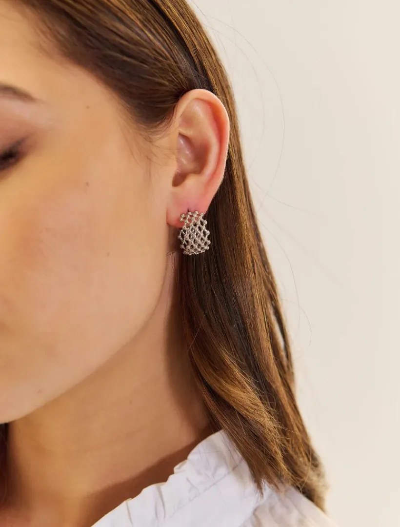 Earrings|Silver Jewellery*Zjoosh Lattice Hoops Silver
