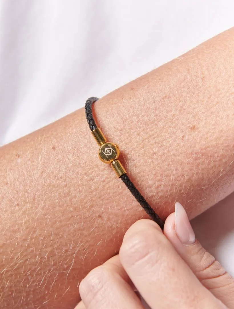 Bangles And Bracelets*Zjoosh Leather Insignia Bracelet Black