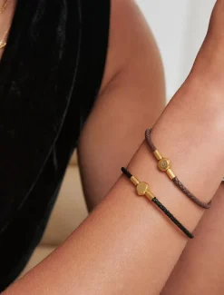 Bangles And Bracelets*Zjoosh Leather Insignia Bracelet Black