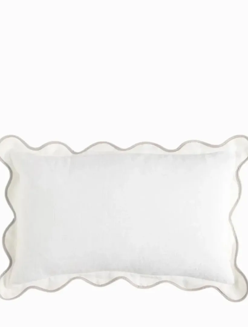 Cushions*3rd Party Other Linen Scallop Cushion 30cm x 50cm White