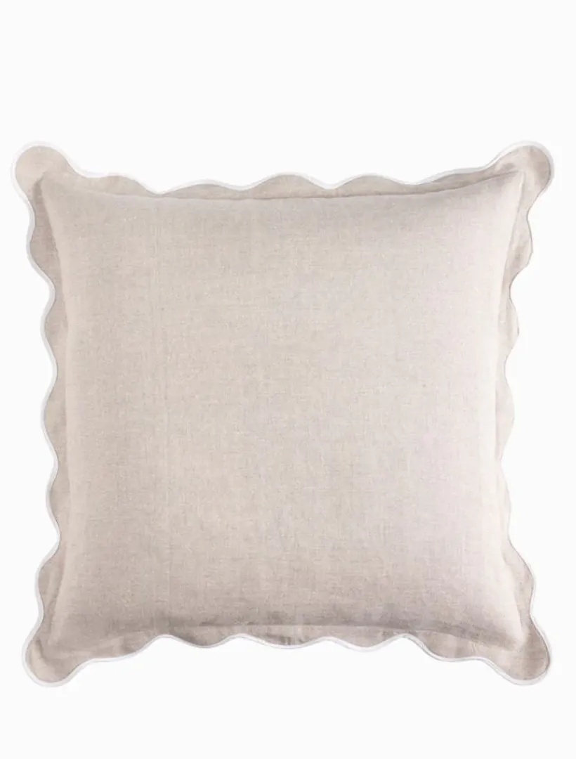 Cushions*3rd Party Other Linen Scallop Cushion 55cm x 55cm Sand