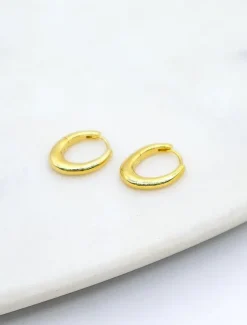 Earrings|Gold Jewellery*Zjoosh Long Oval Hoops Gold