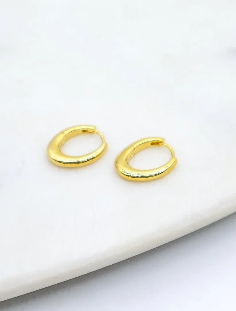 Earrings|Gold Jewellery*Zjoosh Long Oval Hoops Gold