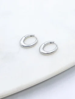 Earrings|Silver Jewellery*Zjoosh Long Oval Hoops Silver
