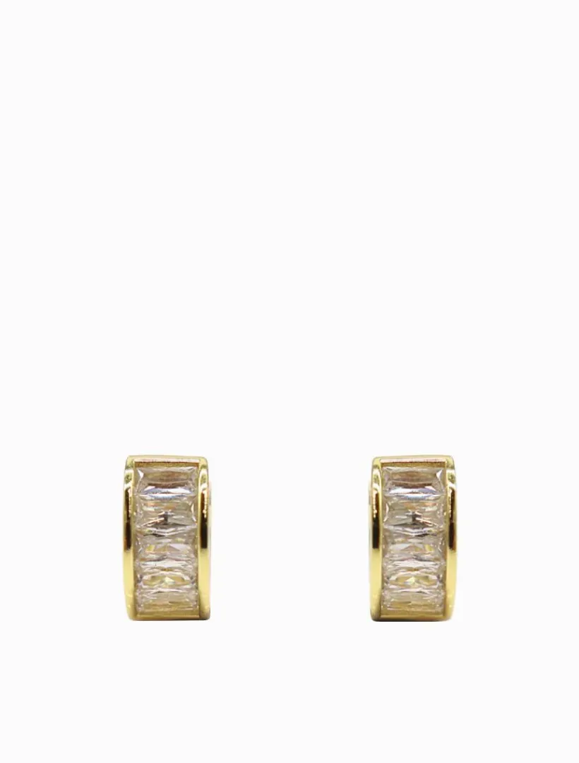 Lucienne - Zjoosh Premium|Earrings*Zjoosh Lucienne Baguette Huggie Hoops Gold