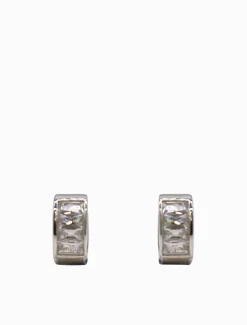 Lucienne - Zjoosh Premium|Earrings*Zjoosh Lucienne Baguette Huggie Hoops Rhodium