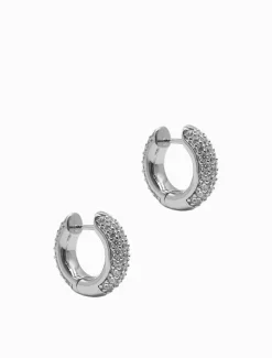 Lucienne - Zjoosh Premium|Earrings*Zjoosh Lucienne Crusted Crystal Hoops Rhodium