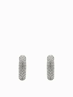 Lucienne - Zjoosh Premium|Earrings*Zjoosh Lucienne Crusted Crystal Hoops Rhodium