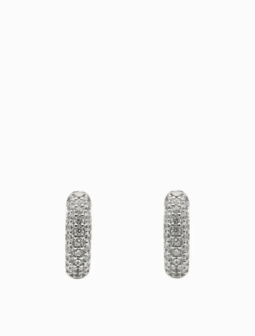 Lucienne - Zjoosh Premium|Earrings*Zjoosh Lucienne Crusted Crystal Hoops Rhodium