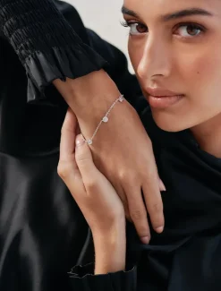 Lucienne - Zjoosh Premium|Bangles And Bracelets*Zjoosh Lucienne Cubic Zirconia Spaced Bracelet Rhodium