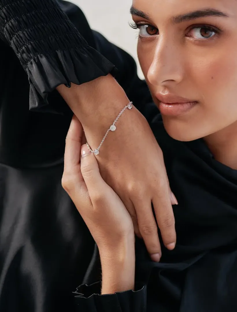 Lucienne - Zjoosh Premium|Bangles And Bracelets*Zjoosh Lucienne Cubic Zirconia Spaced Bracelet Rhodium