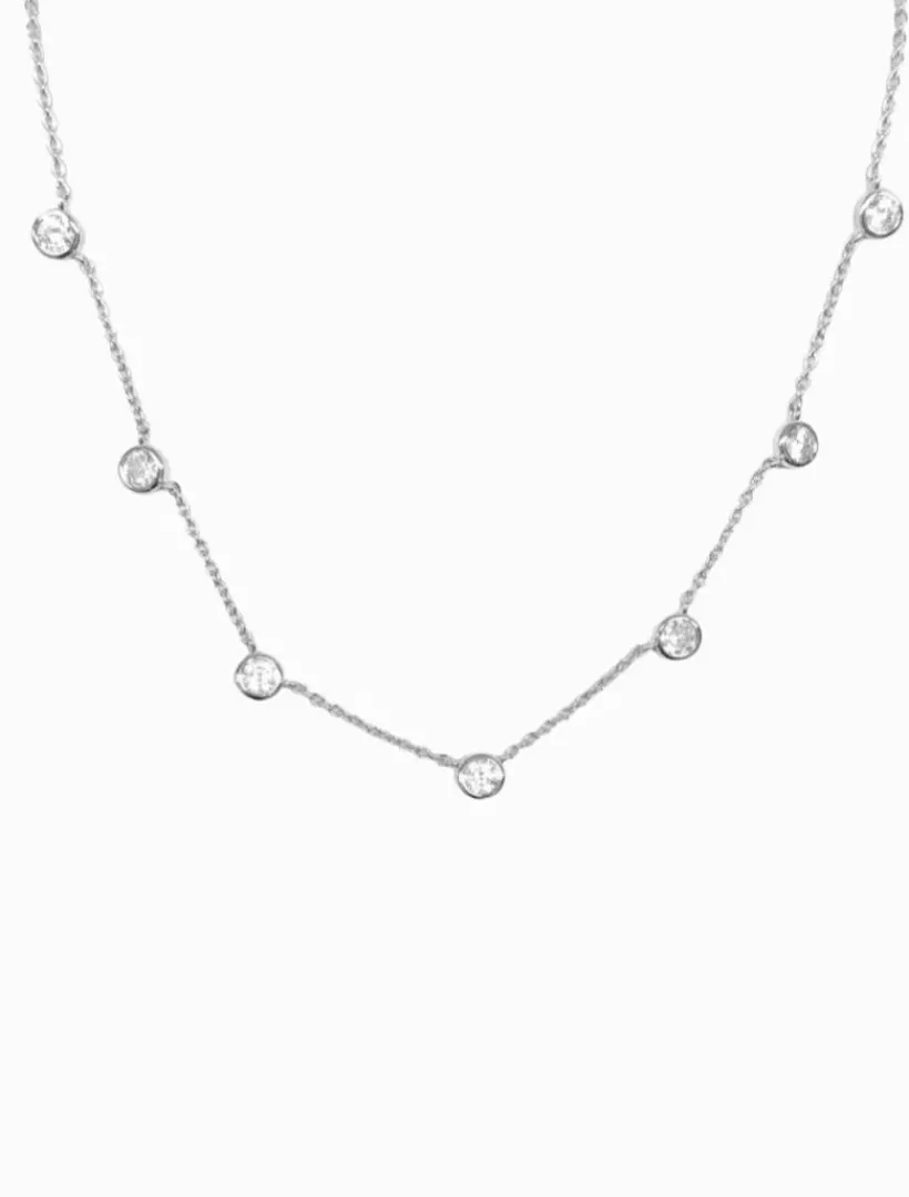 Lucienne - Zjoosh Premium|Necklaces*Zjoosh Lucienne Cubic Zirconia Spaced Necklace Rhodium