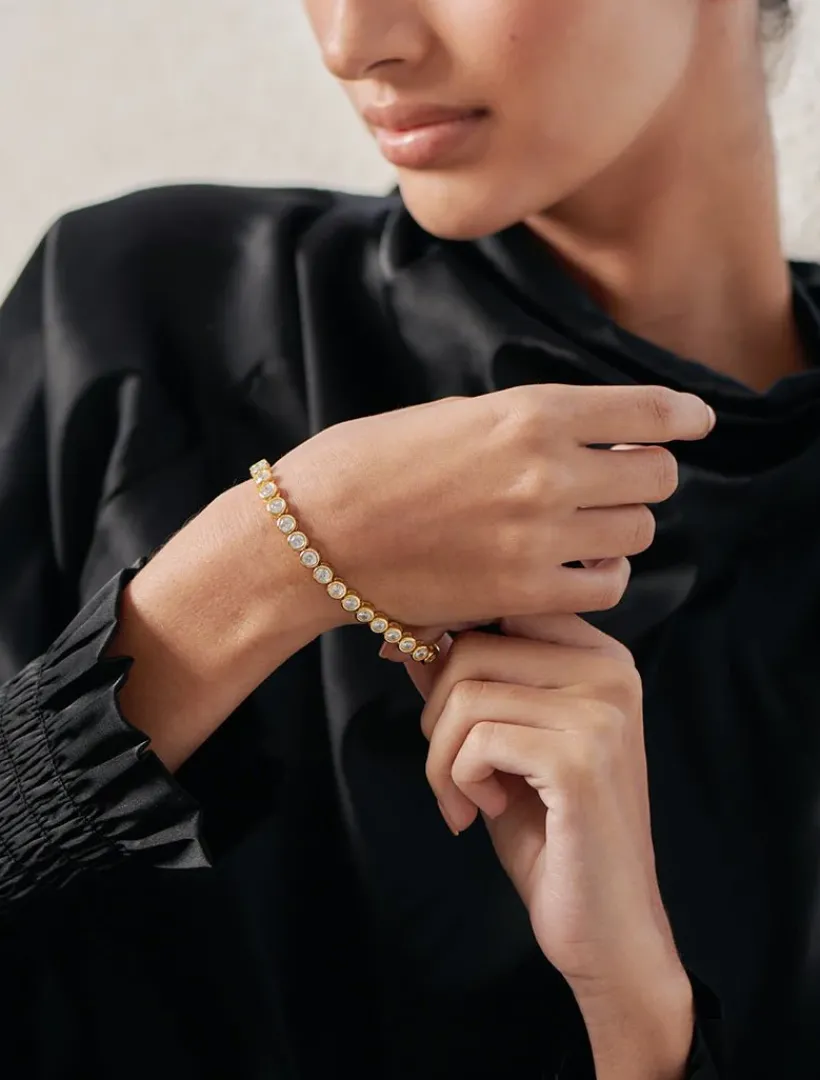 Lucienne - Zjoosh Premium|Bangles And Bracelets*Zjoosh Lucienne Cubic Zirconia Tennis Bracelet Gold