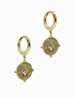 Lucienne - Zjoosh Premium|Earrings*Zjoosh Lucienne Disk and Crystal Drops Gold