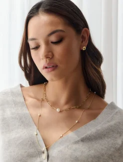 Lucienne - Zjoosh Premium|Pearl Jewellery*Zjoosh Lucienne Disk and Pearl Necklace Long Gold