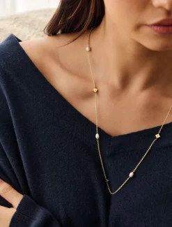 Lucienne - Zjoosh Premium|Pearl Jewellery*Zjoosh Lucienne Disk and Pearl Necklace Long Gold