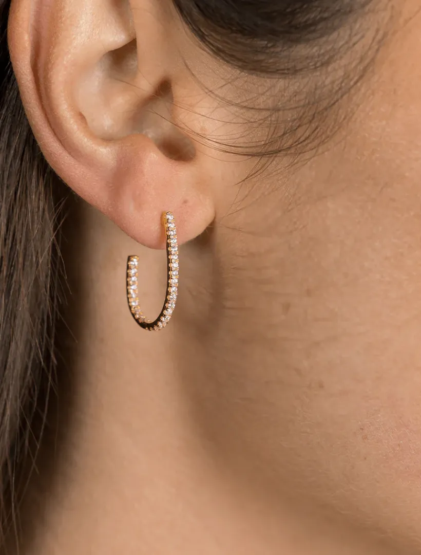 Lucienne - Zjoosh Premium|Earrings*Zjoosh Lucienne Scoop Cubic Zirconia Hoops Gold
