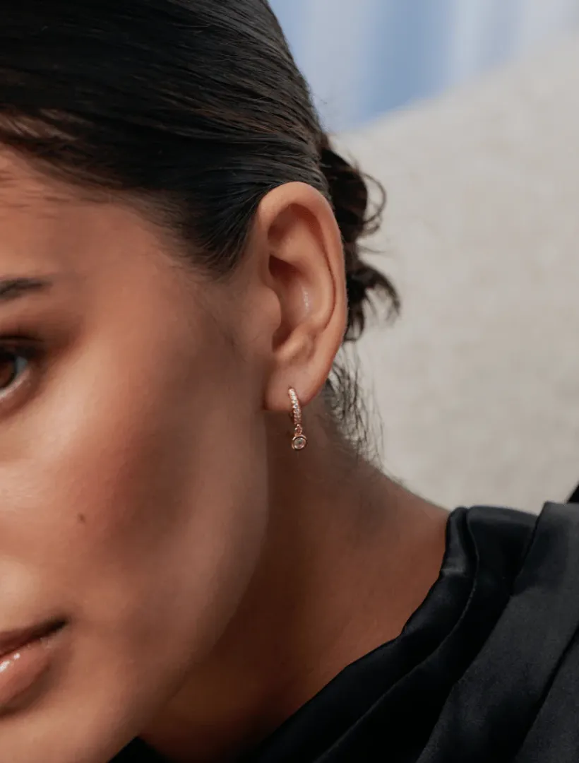 Lucienne - Zjoosh Premium|Earrings*Zjoosh Lucienne Small Drop Cubic Zirconia Hoops Gold