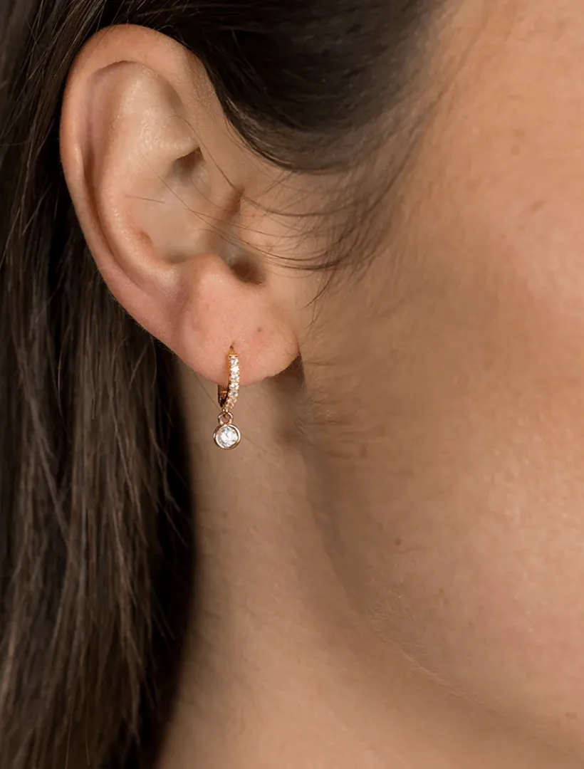 Lucienne - Zjoosh Premium|Earrings*Zjoosh Lucienne Small Drop Cubic Zirconia Hoops Gold