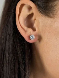 Earrings|Silver Jewellery*Zjoosh Lucienne Sterling Silver Round Crystal Studs 7mm