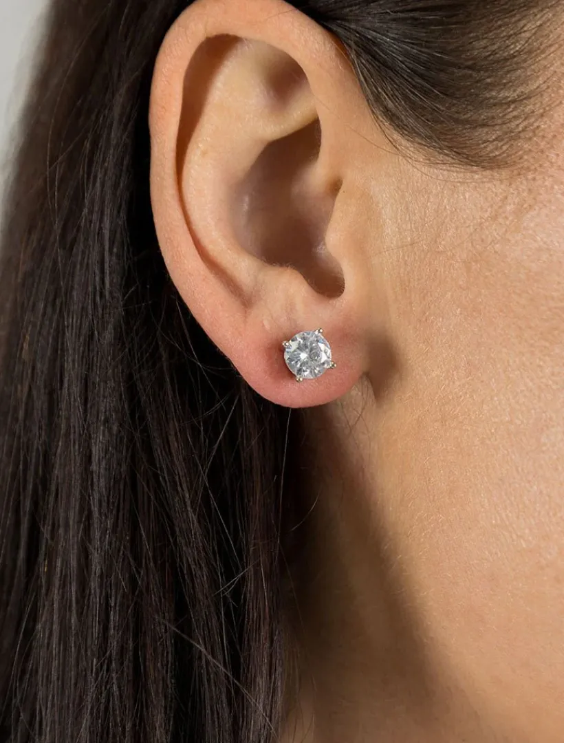 Earrings|Silver Jewellery*Zjoosh Lucienne Sterling Silver Round Crystal Studs 7mm