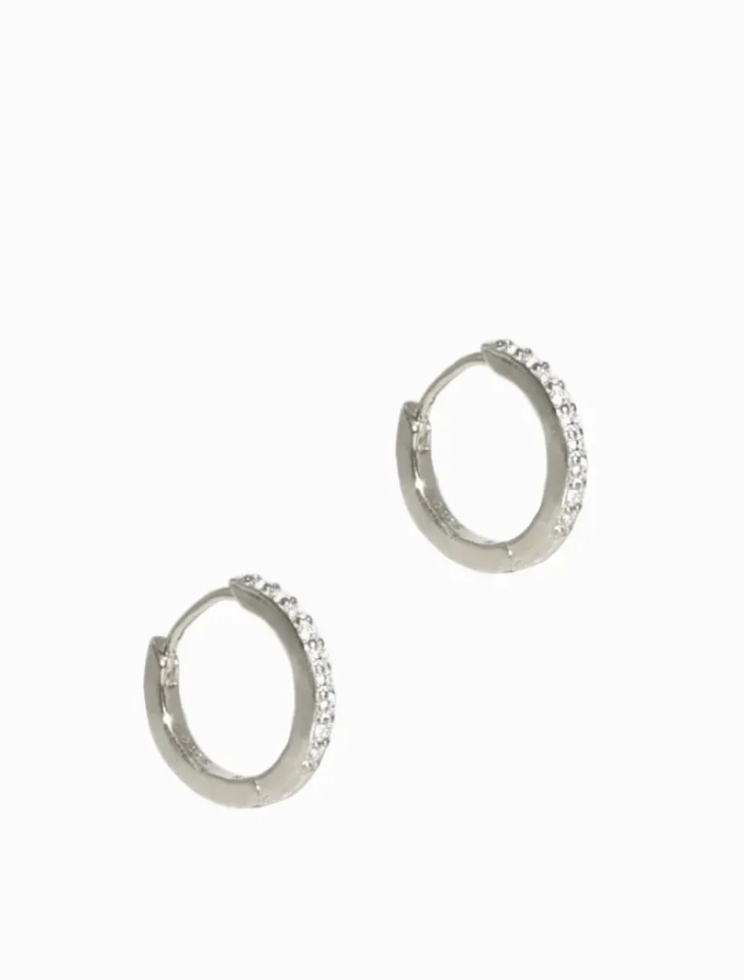 Lucienne - Zjoosh Premium|Earrings*Zjoosh Lucienne Sterling Silver and Crystal Huggie Hoops