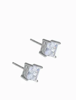 Lucienne - Zjoosh Premium|Earrings*Zjoosh Lucienne Sterling Silver Square CZ Studs 7mm