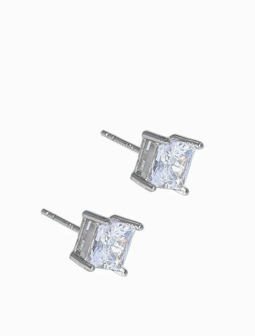 Lucienne - Zjoosh Premium|Earrings*Zjoosh Lucienne Sterling Silver Square CZ Studs 7mm
