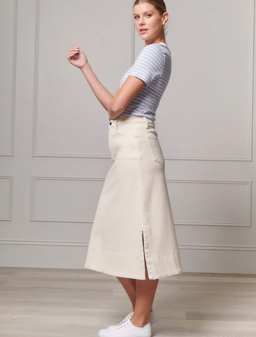 Skirts*Zjoosh Madison Denim Skirt Bone
