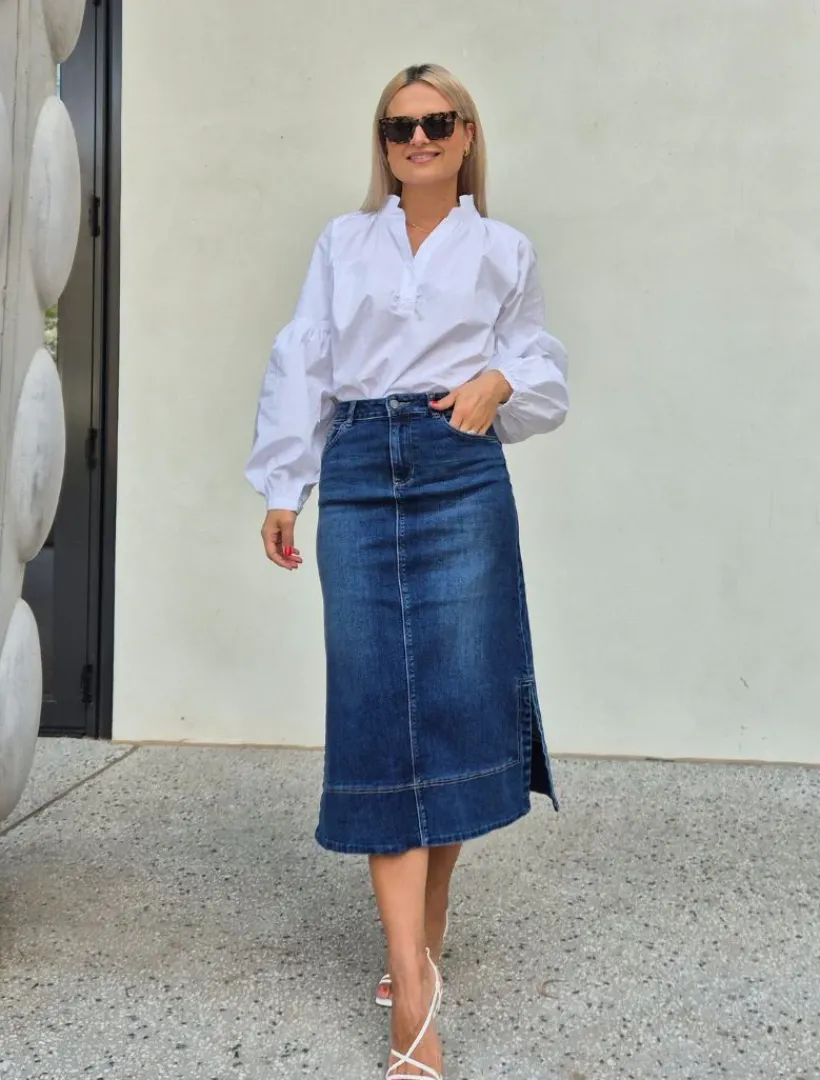 Skirts*Zjoosh Madison Denim Skirt Indigo