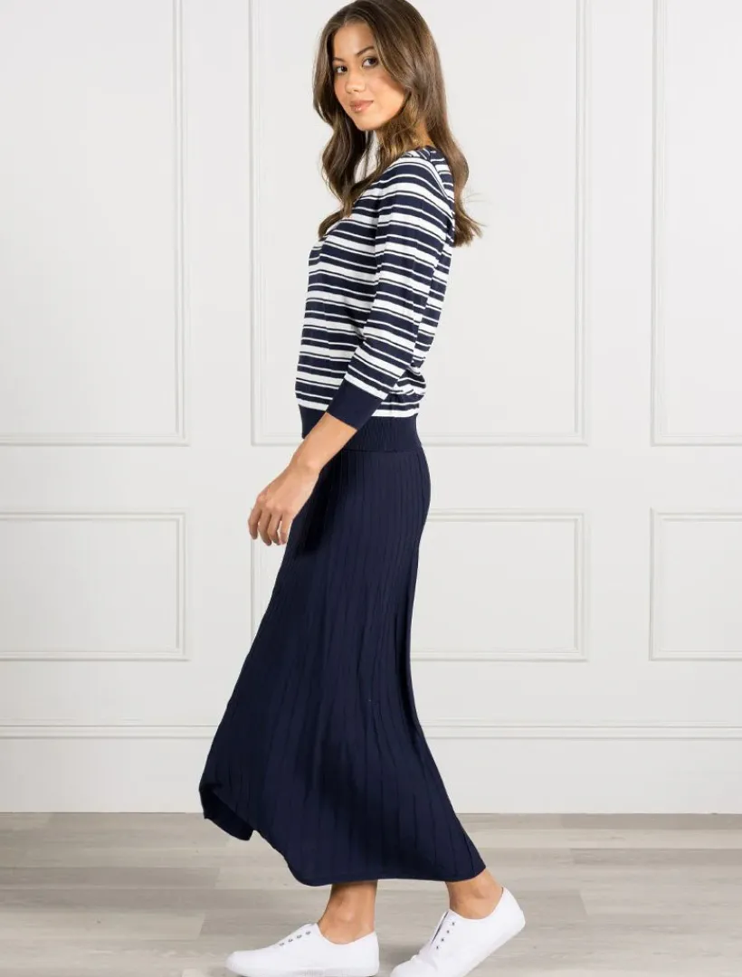 Knits And Jumpers*Zjoosh Melanie Knit Jumper Striped- FINAL SALE NavyWhite