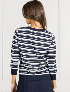 Knits And Jumpers*Zjoosh Melanie Knit Jumper Striped- FINAL SALE NavyWhite