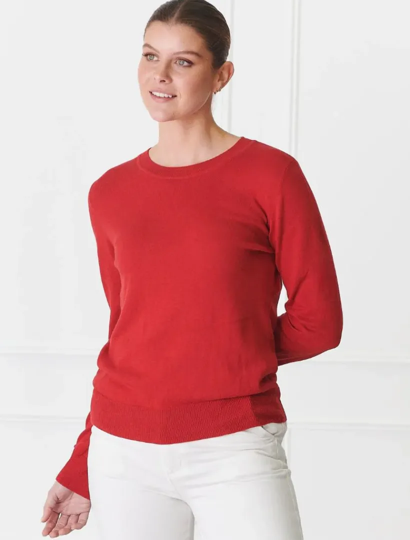 Knits And Jumpers*Zjoosh Melissa Crew Neck Knit Red
