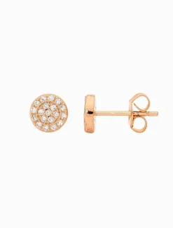Earrings|Gold Jewellery*Ellani 7mm Cubic Zirconia Pave Circle Studs Rose Gold RoseGold