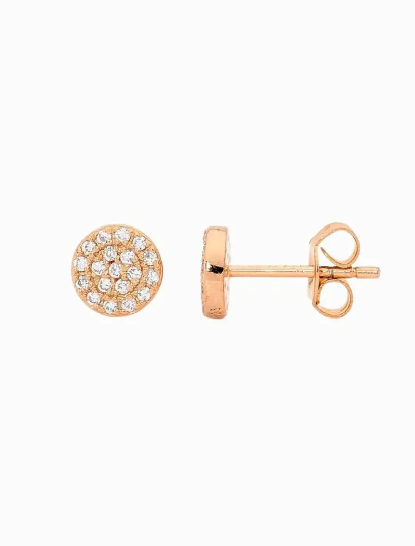 Earrings|Gold Jewellery*Ellani 7mm Cubic Zirconia Pave Circle Studs Rose Gold RoseGold