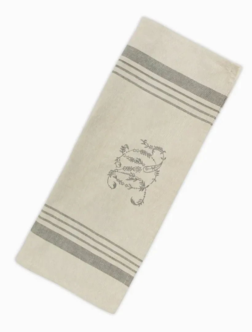 Towels*3rd Party Other Natural Stripe Monogram Tea Towel Grey Blue