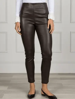 Pants*Zjoosh Olivia Genuine Leather Pants Chocolate