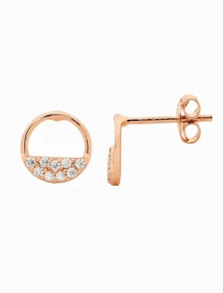 Earrings|Gold Jewellery*Ellani Open Circle Earrings Cubic Zirconia Rows Rose Gold RoseGold