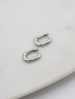 Earrings|Silver Jewellery*Zjoosh Oval Hoop Earrings Silver